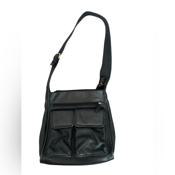 FOSSIL Black Leather Crossbody Handbag Purse shoulder bag - Picture 1 of 8